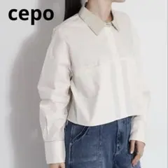 【新品タグ付き】CEPO　ビッグポケットショートシャツ　ベージュ　オフホワイトのサムネイル