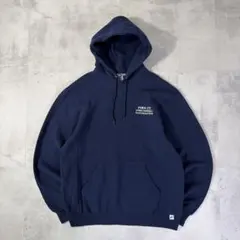 USA古着　Russell Athletic　パーカー　チーム　刺繍　紺　前V