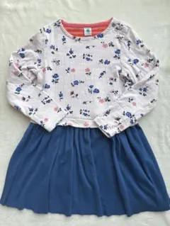 プチバトー 花柄長袖ワンピース 8ans 128cm