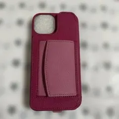 demiurvoピンクレザーiPhone14ケース カード.小銭入れ付き