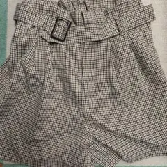 チェック柄 Lサイズ ハイウエストショートパンツ