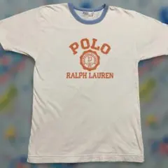 90s 極上 ラルフローレン名作リンガーTシャツ 古着カレッジロゴ Y2K