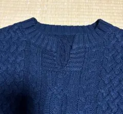 La-gemme ラジエム 長袖 キーネックデザインケーブルニット 黒 ブラック