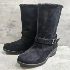 ミドルカットブーツ ファー付き スエード調 2ウェイ 23.5cm 4E