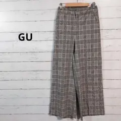 【超美品】　ジーユー　レディース　ワイドパンツ　ガウチョ　グレンチェック柄　M