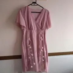 ピンク ラップスタイル 半袖ワンピース