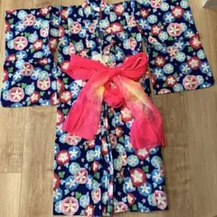 花柄浴衣 120サイズ ピンク帯付き