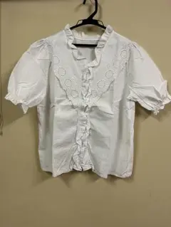 vintage フリル ブラウス コットン 古着