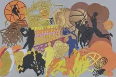☆ダイカット バスケットボール　B級品 一点限り　お得　寄せ書き　素材　色紙