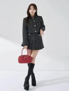 Darich ツイードチェックショートジャケット スカート セットアップ BLK