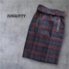 JUSGLITTY ジャスグリッティー　タイトスカート チェック 膝丈 XS