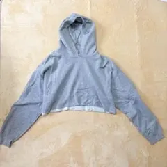 ギルダン クロップドパーカー バックプリント フード 長袖 カットオフ M 灰のサムネイル