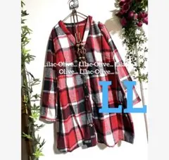 5550新品⭐️LL＊しっかりネル素材＊チェックが可愛いオーバーシャツ大きいサイズ
