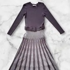 Mystrada ロング丈　ロングワンピース　リブニット　ドッキングワンピース