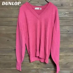 ♦︎【ダンロップ】DUNLOP 古着ピンク Vネックセーター M