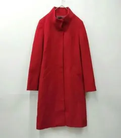 INDIVI スタンドカラーロングコート レッド M