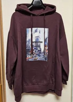 INGNI　裏起毛ビッグシルエットパーカー　ワインレッドM