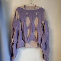 ラベンダーオープンワーク長袖トップス　大西流星着用