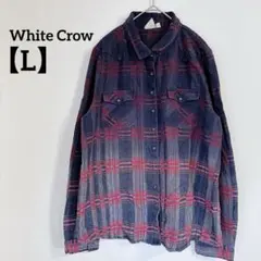 White Crow ネイビー/レッドチェック 長袖シャツ