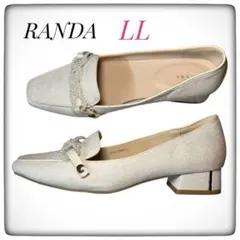RANDA パールローファーパンプス LL アイボリー ローヒール スクエアトゥ