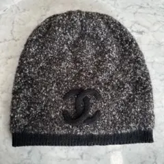 CHANEL カシミア ニット帽 ロゴ刺繍