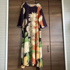 〈タグ付新品未使用〉フレンチパヴェCawaii和を感じる花絵ロングワンピースのサムネイル