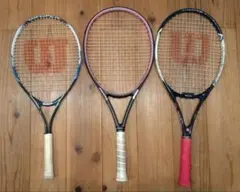 テニスラケット3本セット(うち1本子供用)・硬式用