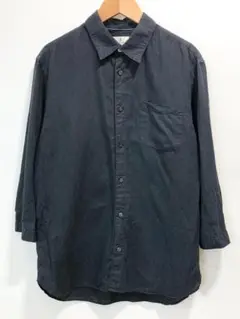 LANVIN en Bleu 胸ポケット付 コットン×リネン 七分袖 シャツ
