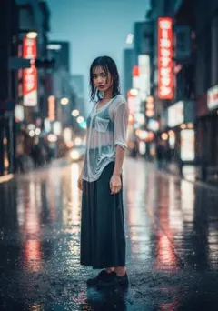 【現品限り！】【AI作成写真L判サイズ】理想の彼女 びしょびしょ全身