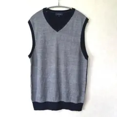 TAKAQ ニットベスト XL ブラック系 グレー切替