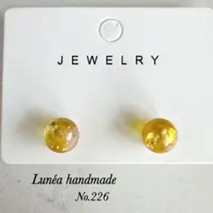 オレンジ/球体　サージカルステンレス　推し活　ハンドメイドピアス　No.226