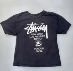 Stussy ブラックTシャツ 古着 Lサイズ ストリート夏服
