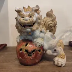 木製獅子像ペア 置物 - メルカリ