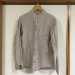 ベージュ 長袖バンドカラーシャツ 胸ポケット付き　無印良品　Sサイズ