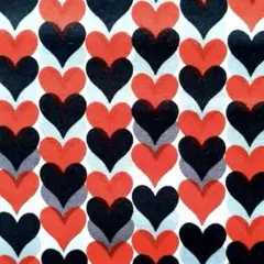 USAコットン　♡赤黒グレーのハート柄♡　輸入生地