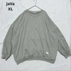 JaVa【XL】オーバーサイズスウェット ドロップショルダー くすみグリーン