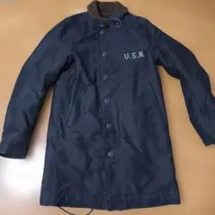 マーカ N-1 ロング デッキジャケット ボア ネイビー ステンシルタロンジップ