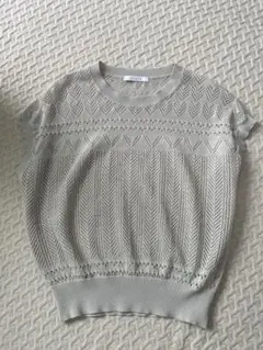 trois トロワ　ライトグレー 半袖ニット