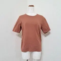 ユニクロ　リラックスフィットクルーネックT　ブラウン系　綿100%　半袖【S】