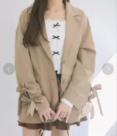 OLIVE des OLIVE 袖リボンテーラードジャケット キャメル