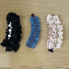 フリルデザイン ヘアアクセサリー ヘアクリップ　3点セット