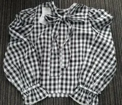 新品タグ付ナイスクラップ　ボウタイギンガムチェックブラウス　フリーsize
