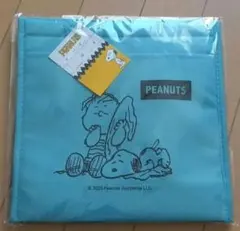 新品未開封スヌーピープリント保冷bagポケットつきブルー色お弁当やドリンク入れに
