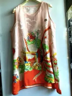 むっち　フォロー500円引豪華子供振袖鳳凰柄 リメイクワンピースチュニック むっち様専用 フォロー500円引豪華子供振袖鳳凰柄 リメイクワンピース