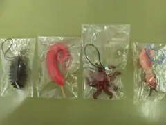 北海道 副港市場 食品サンプルストラップ 4種（ナマコ・タコ足・タコ・イカ）