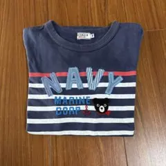 難あり　DOUBLE.B ネイビー ストライプ 長袖カットソー 140