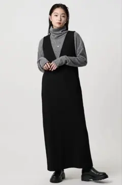 MARW UNITED ARROWSジャージー Vネック ワンピース　ブラック