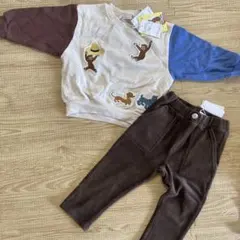 新品 プティマイン おさるのジョージ トレーナー　パンツ