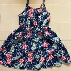 SHEIN アロハ　ワンピース　ブルー　青　華　6Y 110 120