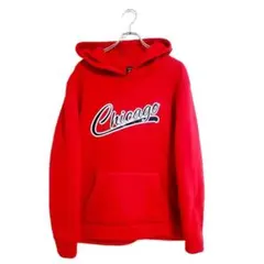 SHEIN パーカー 刺繍ロゴ 赤 2XL ゆったり カジュアル スポーティ